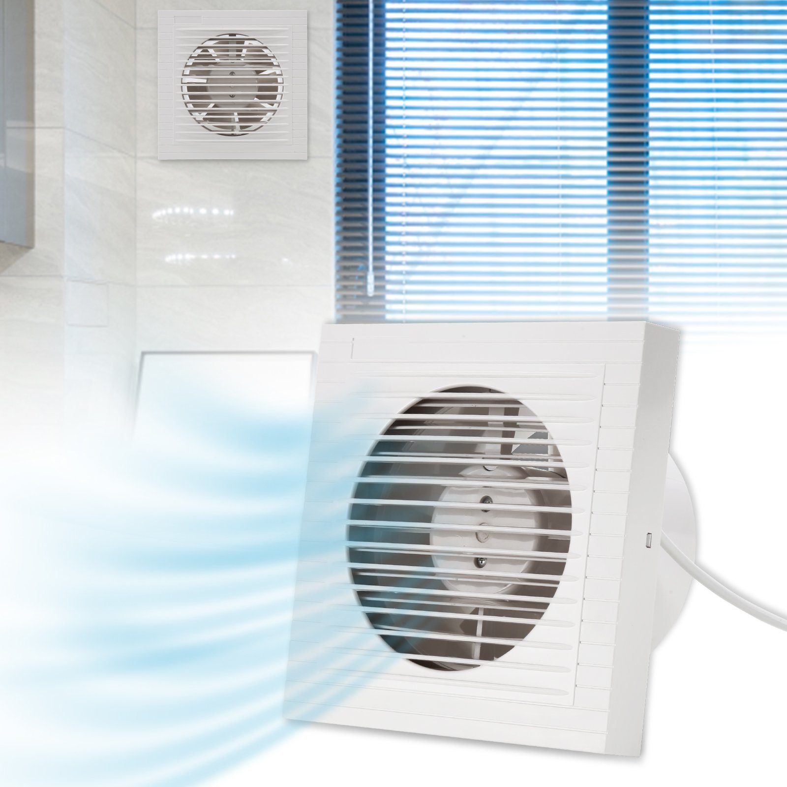 Lospitch Wandventilator Badlüfter Mit Rückflussleitblech Ventilator Wandlüfter 100/150mm