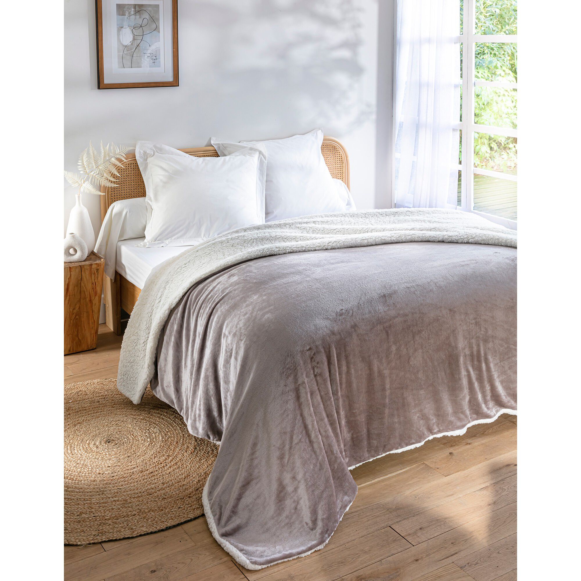 Couverture double face polaire et sherpa