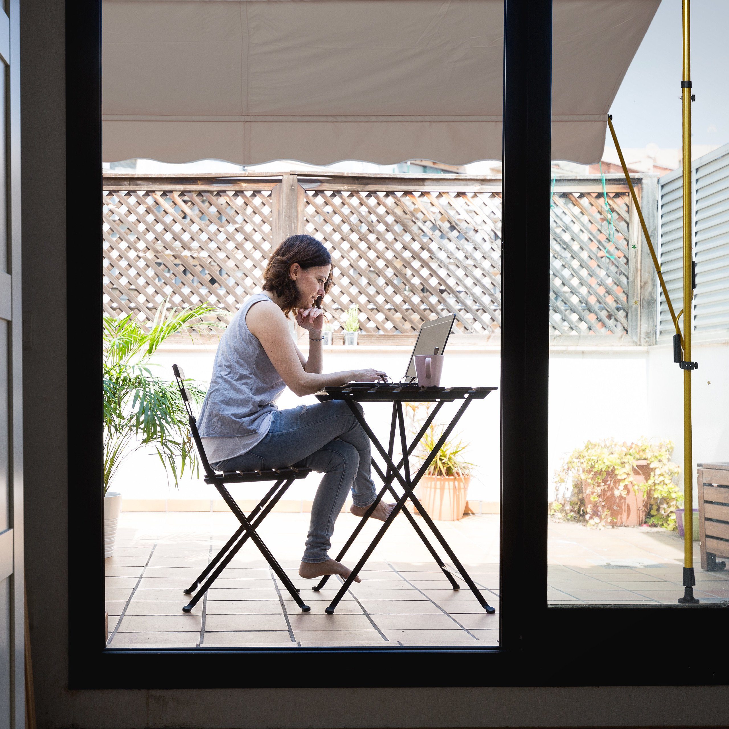 relaxdays Klemmmarkise Klemmmarkise für Balkon 350 x 120 cm