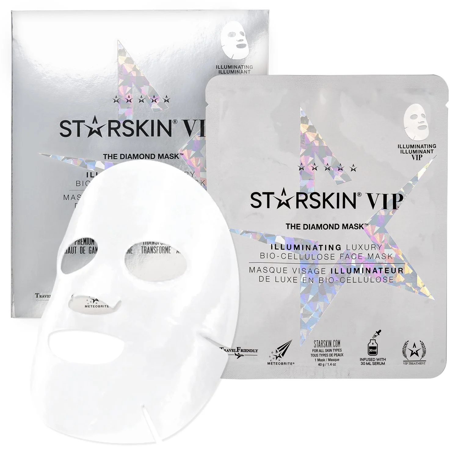 VIP VIP THE DIAMOND MASK™ Világosító Bio-Cellulóz Arcmaszk - Világosító Arcmaszk