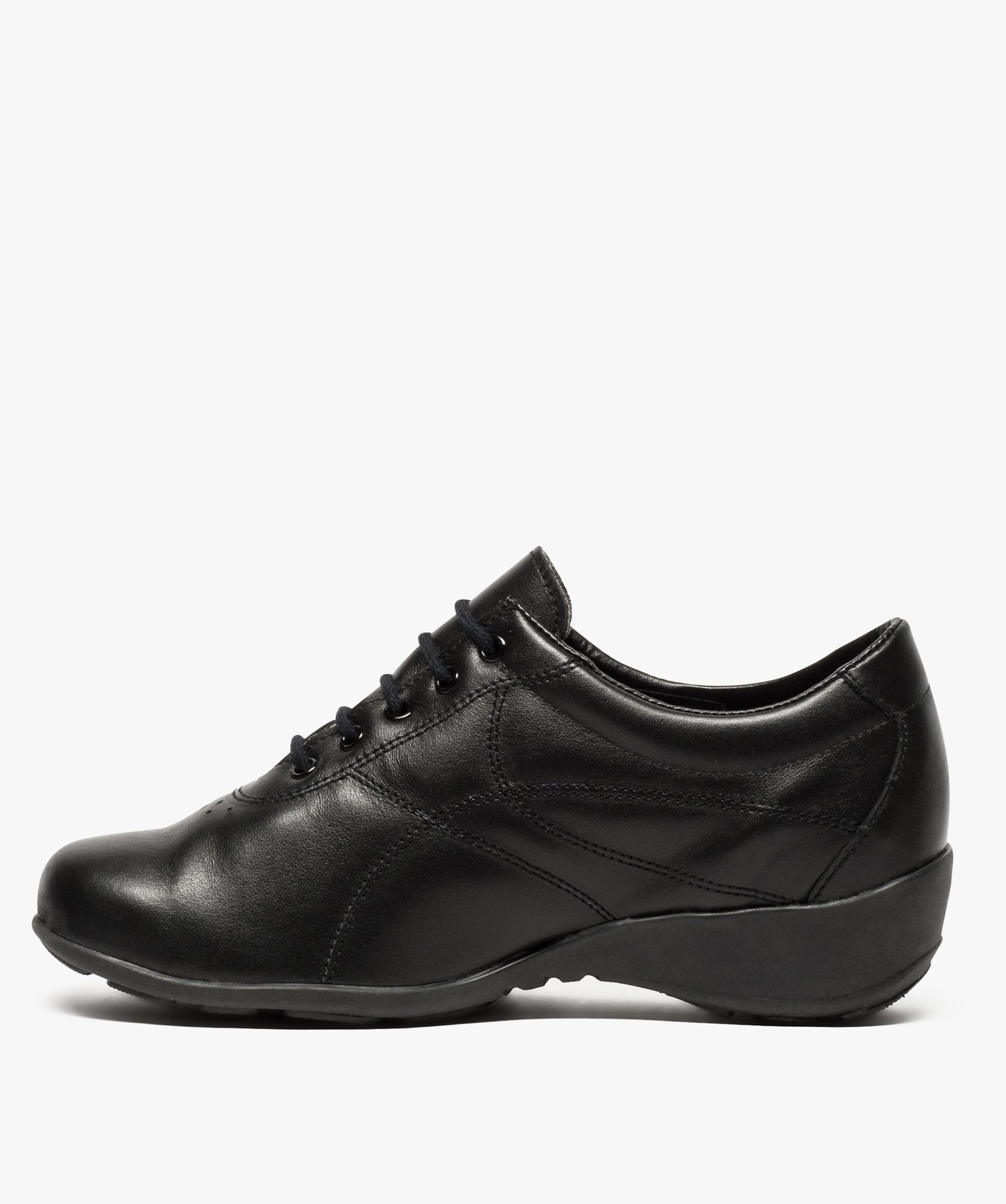 Derbies femme confort dessus cuir à talon compensé - Bopy noir | GEMO
