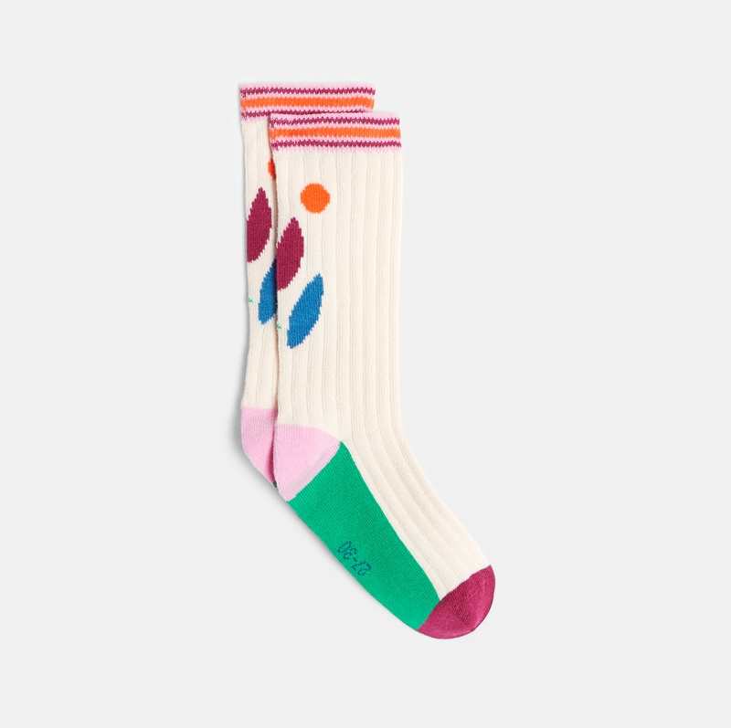 Chaussettes hautes filles imprimé floral blanches Catimini