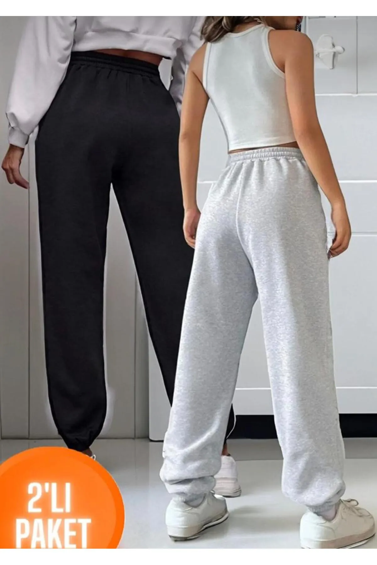 My Blog  2er-Pack Jogger-Jogginghose, schwarz-graue Jogginghose mit elastischen Beinen