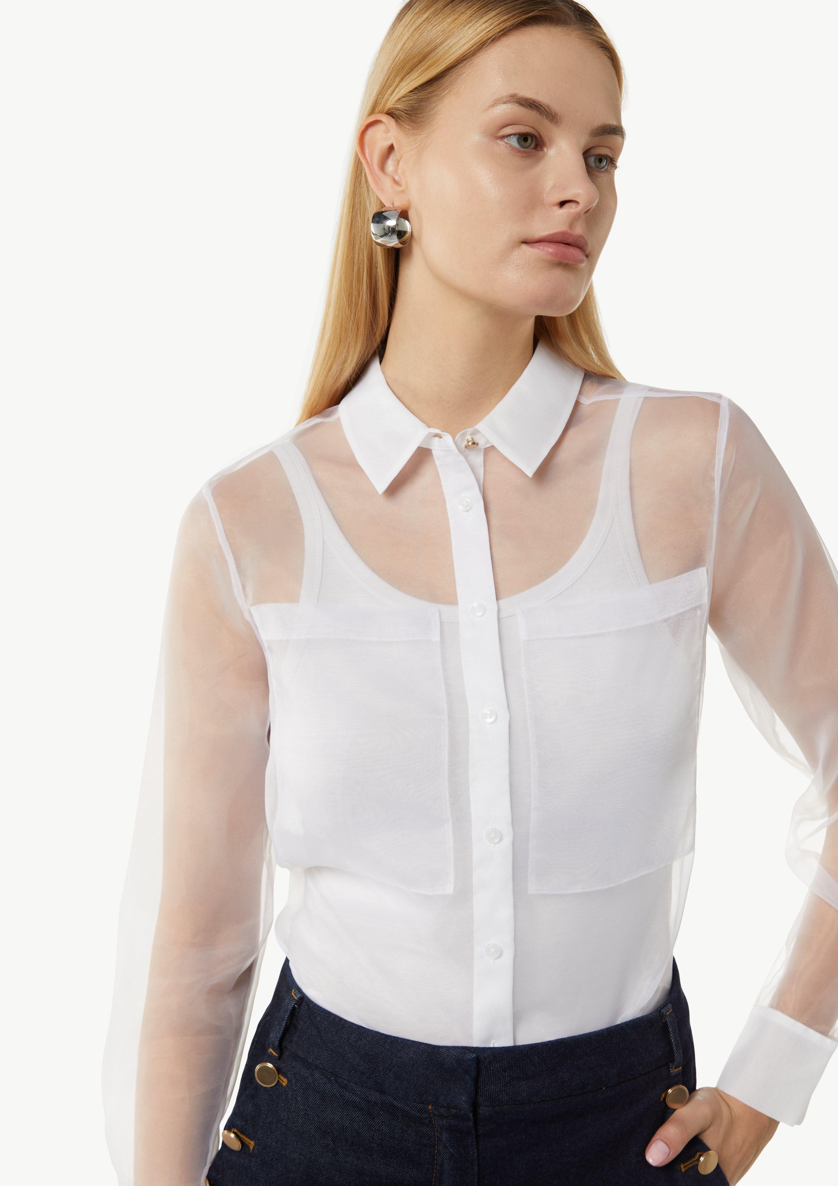 Transparente Organza-Bluse im Relaxed Fit - weiß