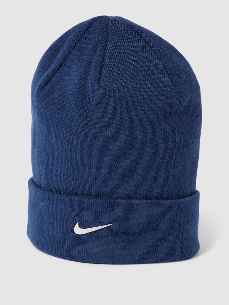 Beanie mit Label-Detail in marineblau