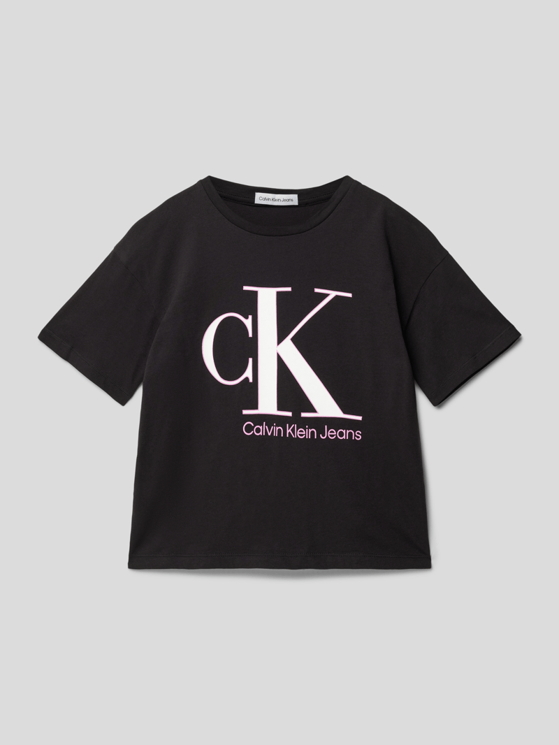 T-Shirt mit Label-Print Modell 'REVEAL' in black