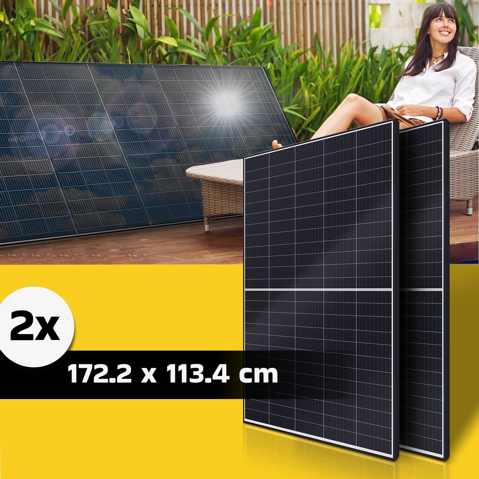 SUNNIVA Solaranlage Balkonkraftwerk 830W, 800,00 W, Monokristallin, (DEYE Wechselrichter (drosselbar auf 600W oder 800W), Solaranlage Komplettset mit 5m Anschlusskabel für Schuko Steckdose, Balkon Mini-PV Anlage mit WIFI APP und Stromerzeugung Messun