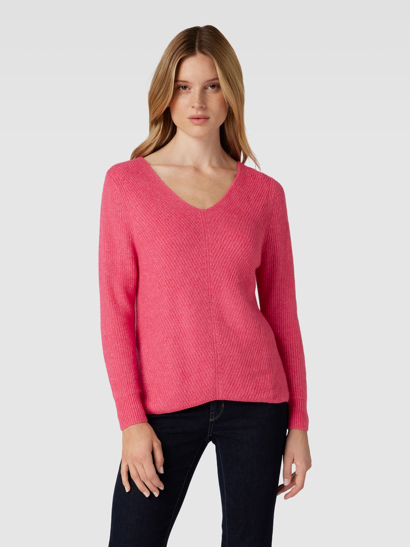 Strickpullover mit U-Boot-Ausschnitt in fuchsia meliert
