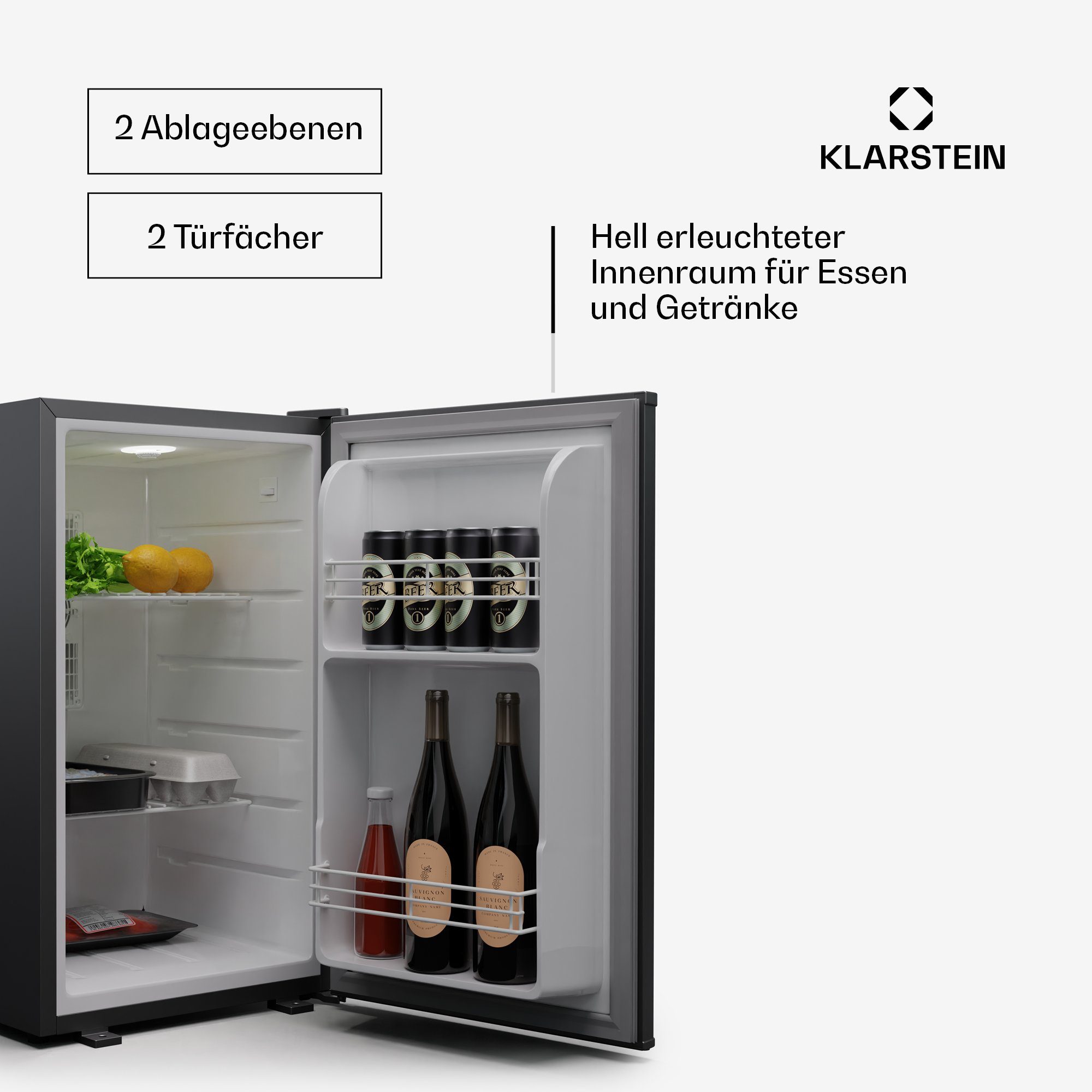 Klarstein Table Top Kühlschrank HEA-Matterhorn-sl 10045293, 74 cm hoch, 43 cm breit, Bier Hausbar Getränkekühlschrank Hotel Mini Fridge