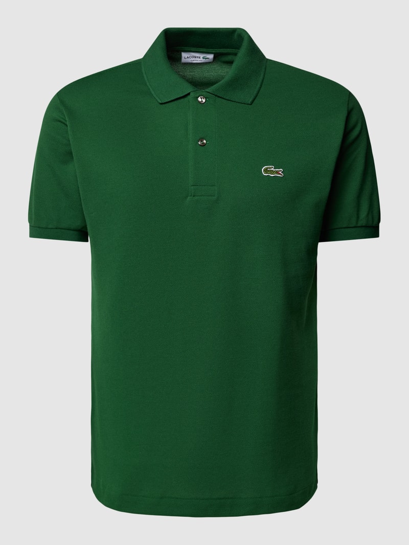 Poloshirt mit Logo-Stitching in dunkelgrün