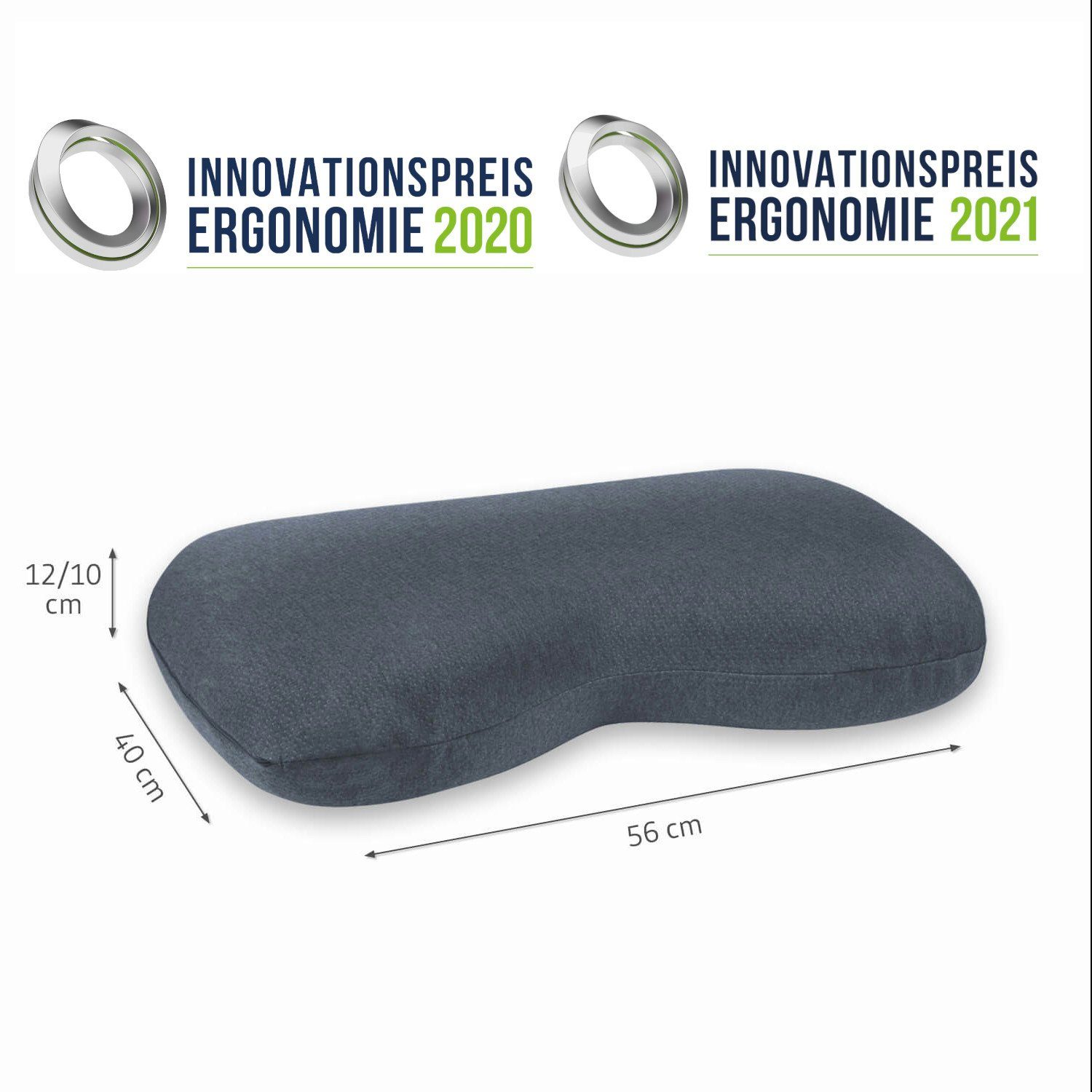 Third of Life Seitenschläferkissen NuMOON Thermic QuickDry, Kopfkissen aus Visco Schaum mit Bambus-Aktivkohle und schnell-trocknenden Bezug, Kissen mit Schulterbogen, 40x56