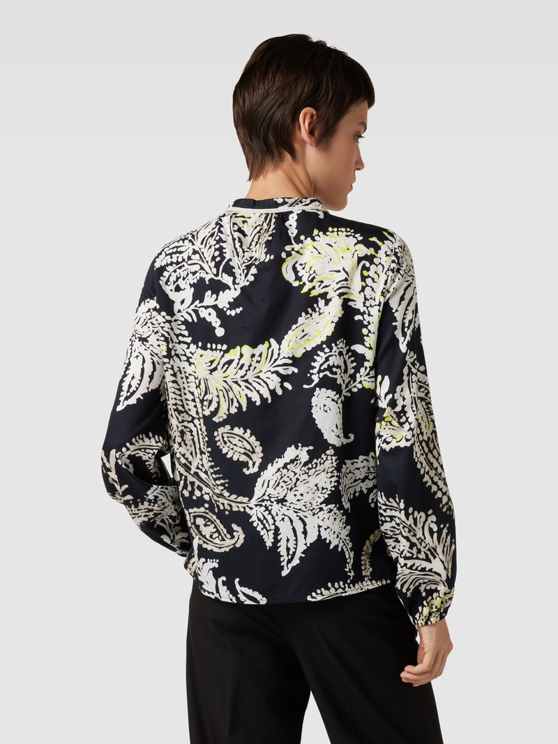 Bluse mit Paisley-Muster und Schlüsselloch-Ausschnitt in schwarz