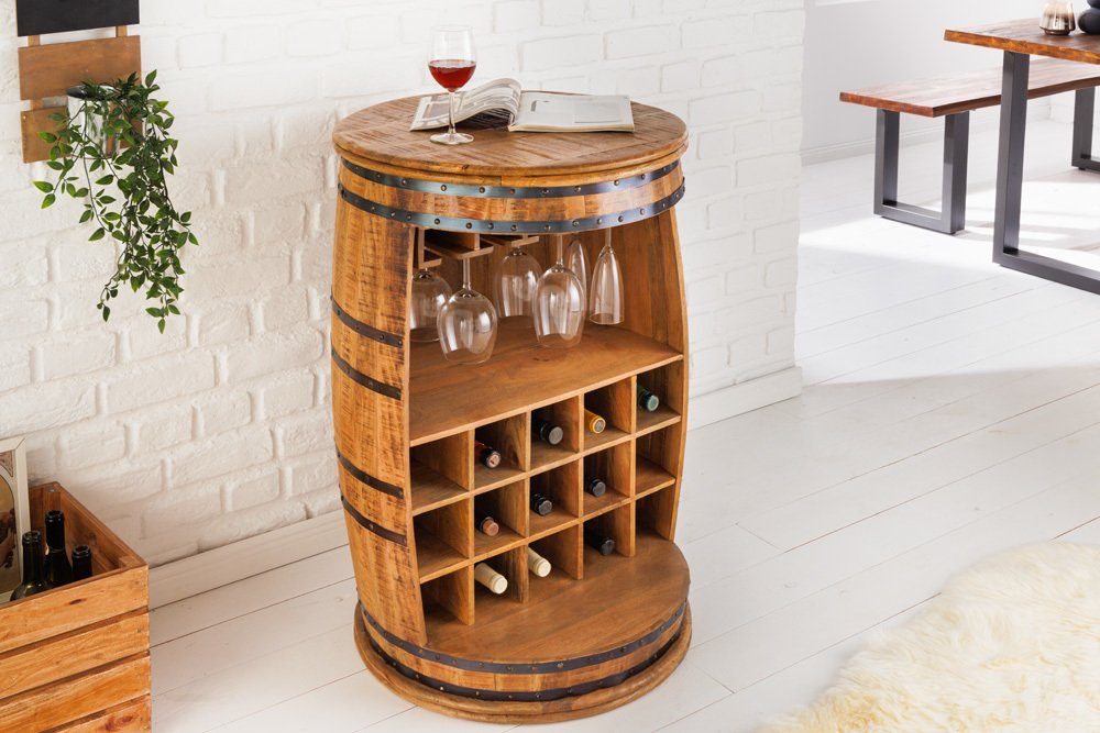 riess-ambiente Weinregal BODEGA 90cm natur, 1-tlg., Wohnzimmer · Massivholz · Schrank · Fass