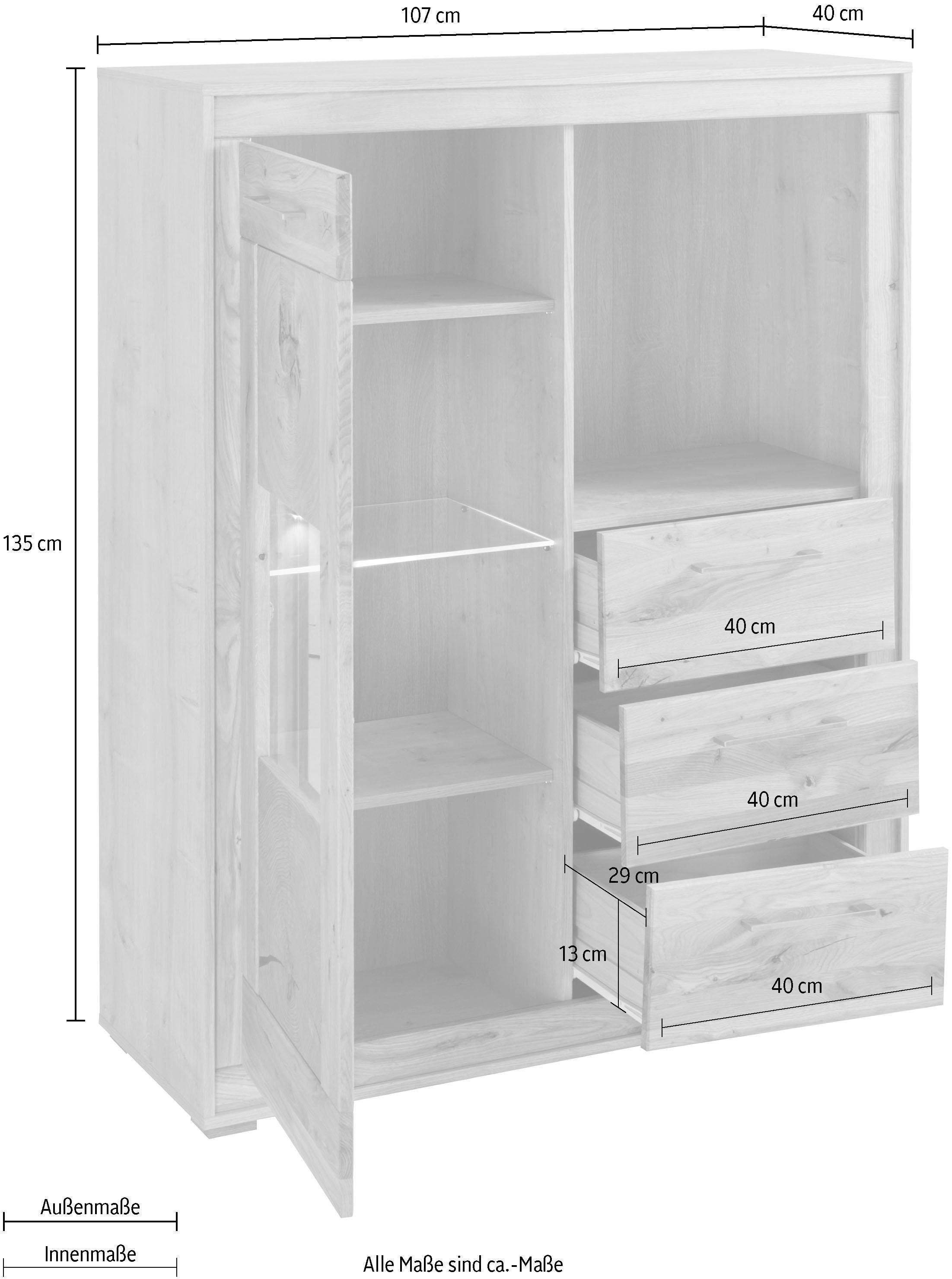 VOGL Möbelfabrik Highboard, Breite 107 cm