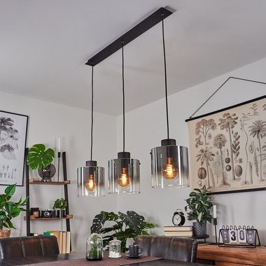 hofstein Pendelleuchte Riccione Hängeleuchte aus Metall/Rauchglas in Schwarz/Rauchfarben, ohne Leuchtmittel, Pendellampe mit Schirmen Echtlas/Rauchglas (19, 5cm), E27