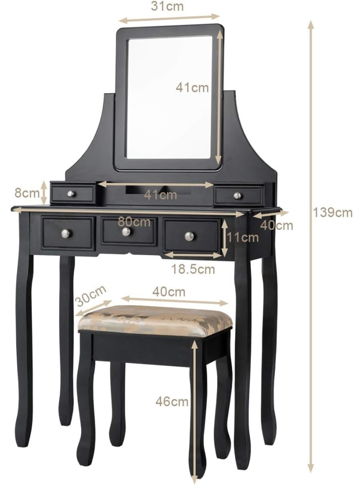 COSTWAY Schminktisch Set in Schwarz günstig kaufen onesize