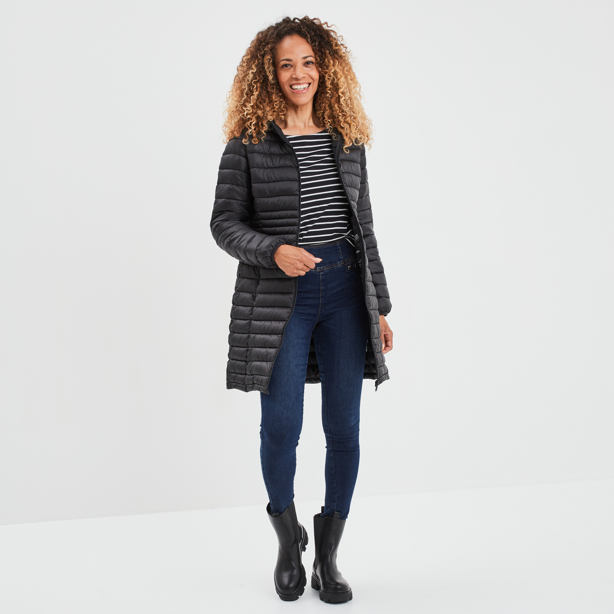Jeans slim push-up à pont denim blue black femme | La Halle