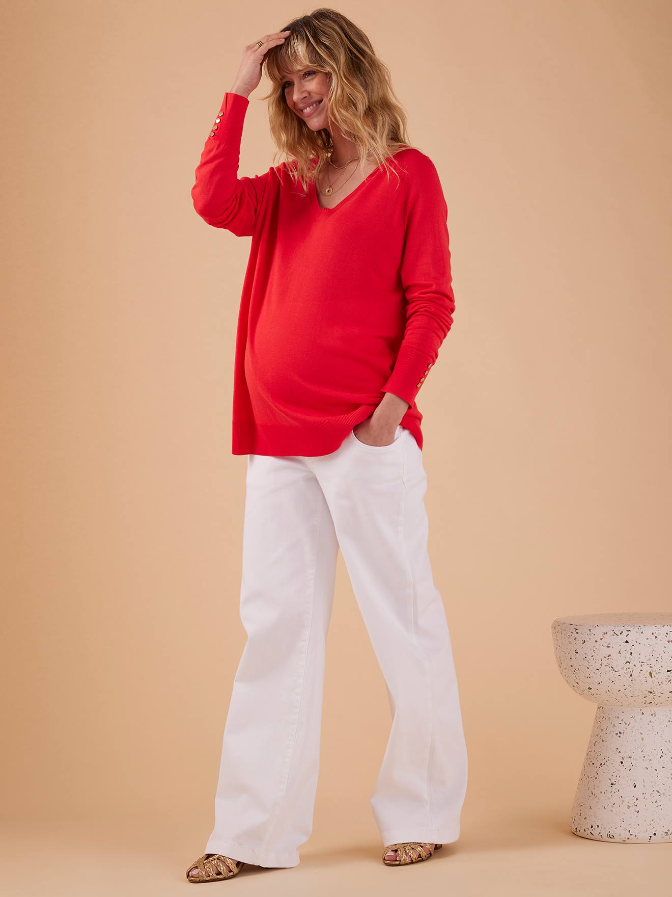 Envie de Fraise Umstands-Pullover aus Feinstrick ENVIE DE FRAISE - granatapfel