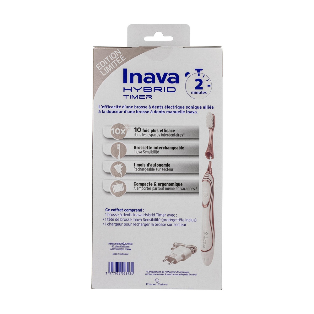 Oral Care INAVA HYBRID TIMER Blanc/Rose gold Edition limitée Brosse à dents électrique