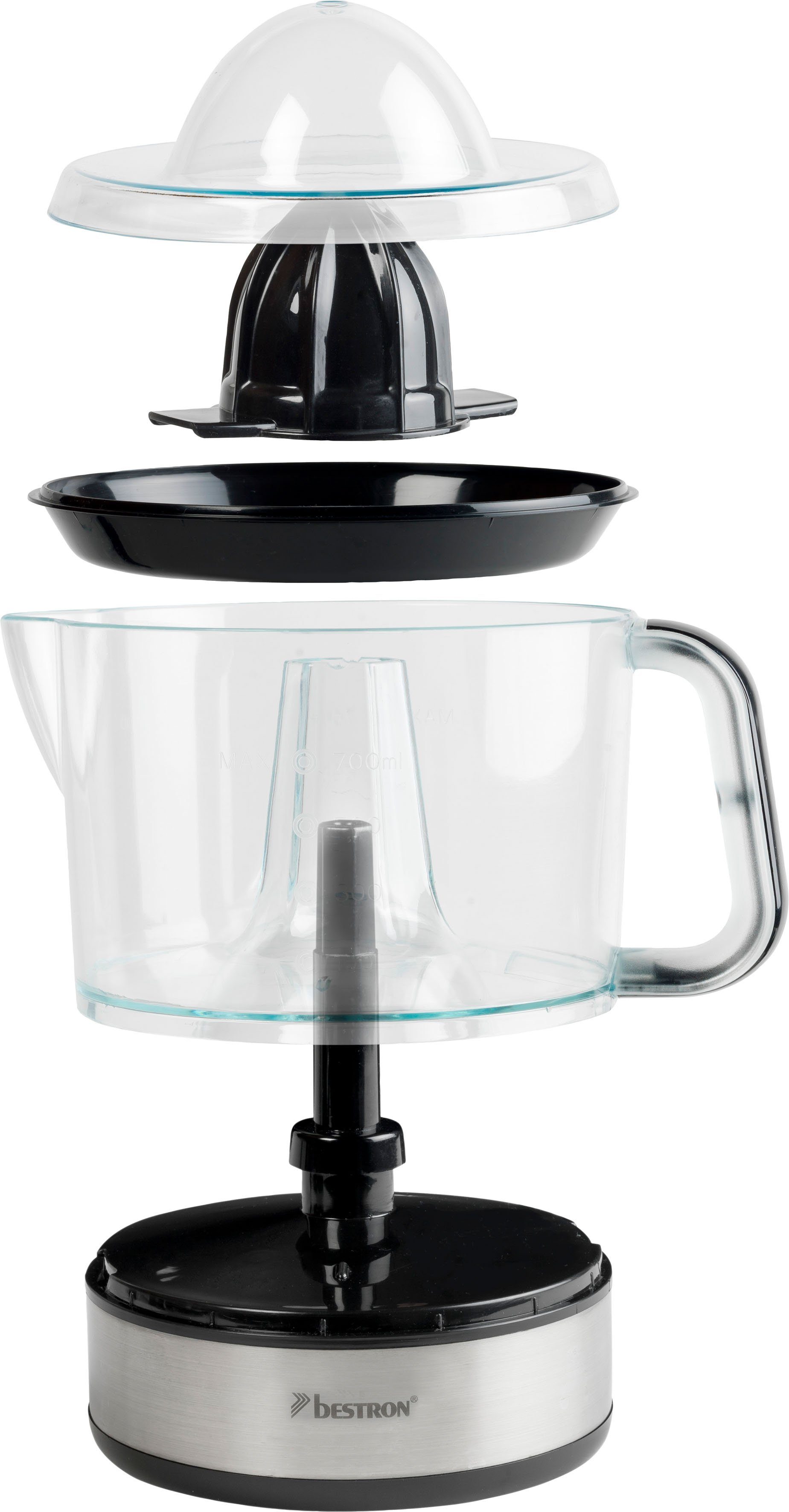 bestron Zitruspresse ACJ350Z, 40 W, mit Aromadeckel, 0,7 l, Schwarz