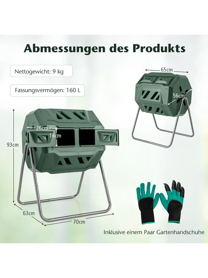 COSTWAY 160L Trommel-Komposter in Grün günstig kaufen onesize