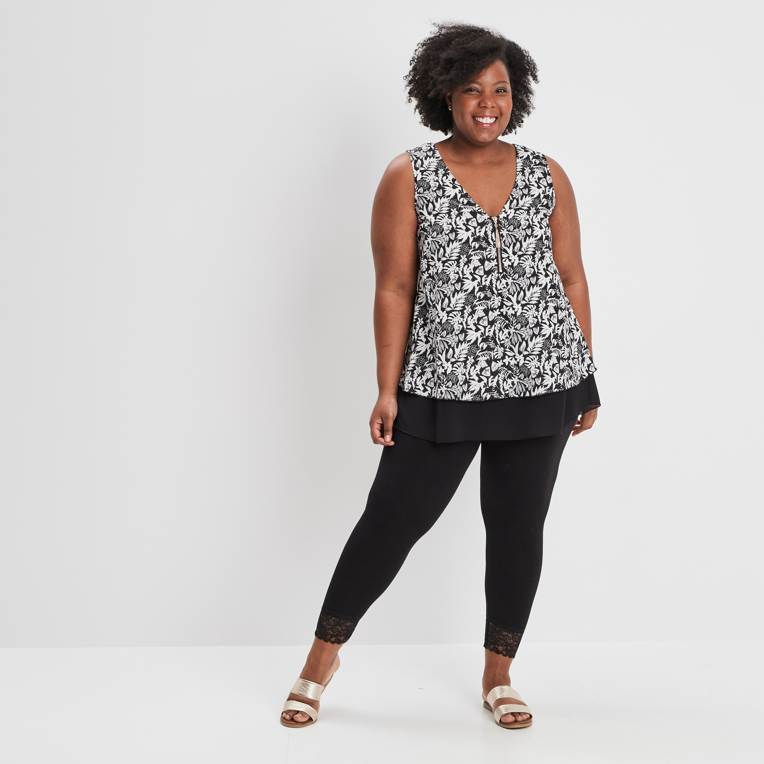 Leggings avec dentelle noir femme grande taille | La Halle