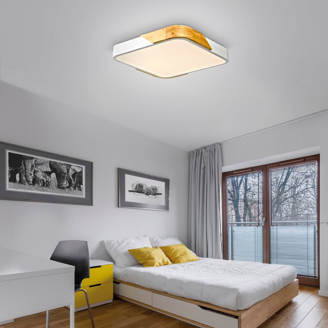 JUST LIGHT LED Deckenleuchte BILA, 1xLED-Board/24Watt, 3000K, quadratisch, Weiss