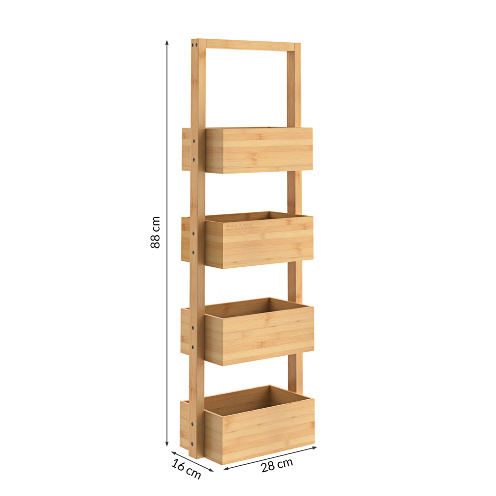Casaria Badezimmerregal Bambus 4 Fächer 88 x 28 x 16cm braun