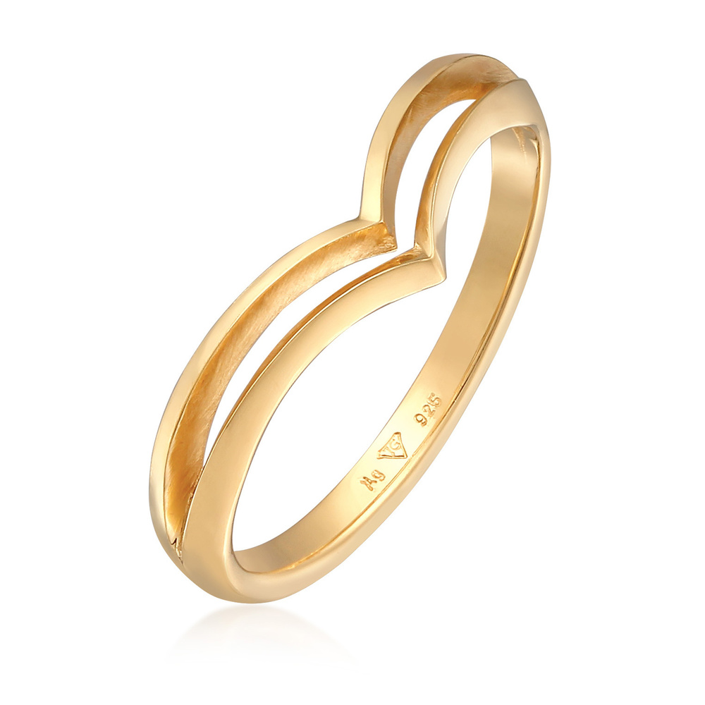Elli Elli Bague Femmes pile en forme de V géo basique tendance en argent sterling 925 Bague