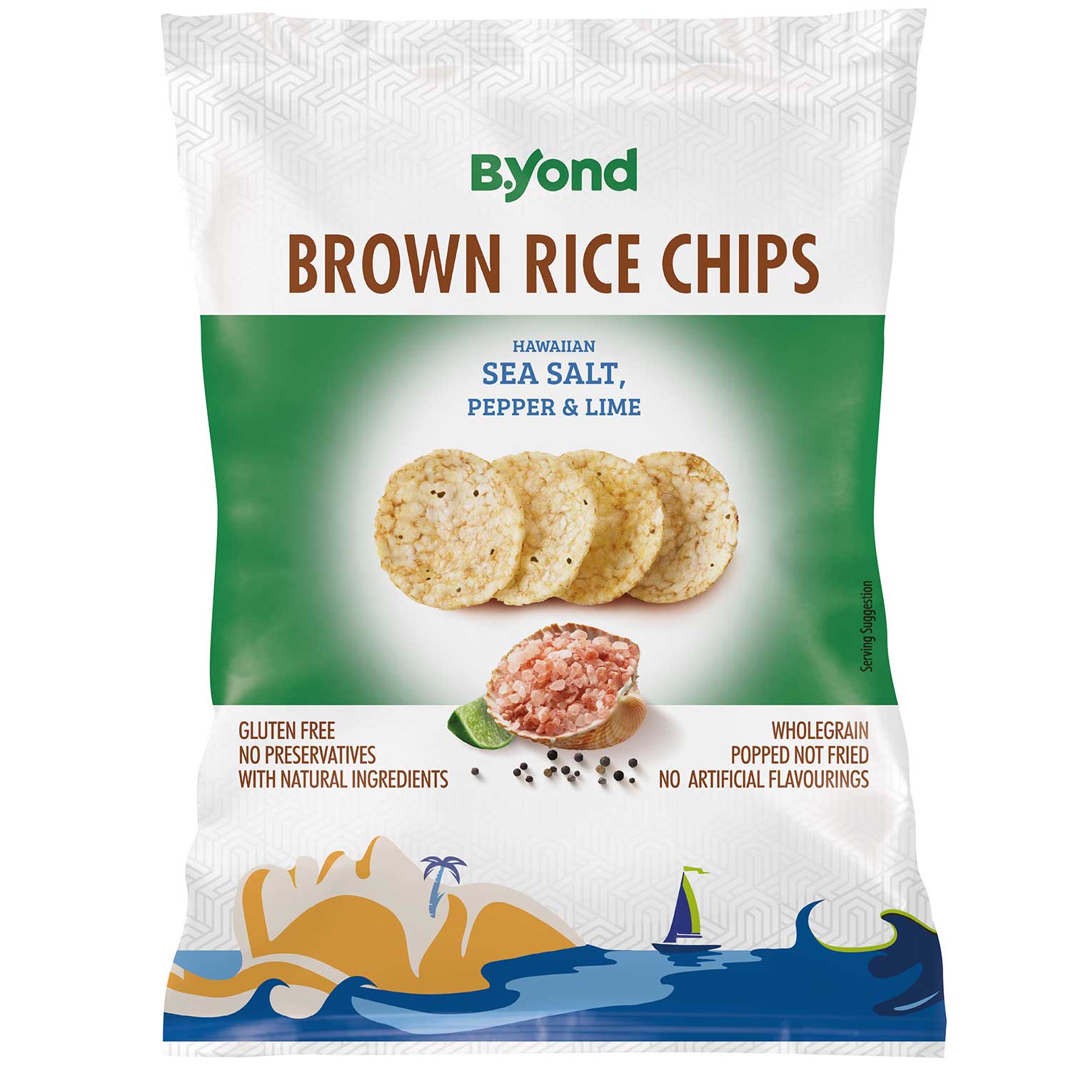 B.Yond Brown Rice Chips Hawaiian Sea Salt, Pepper & Lime 175g