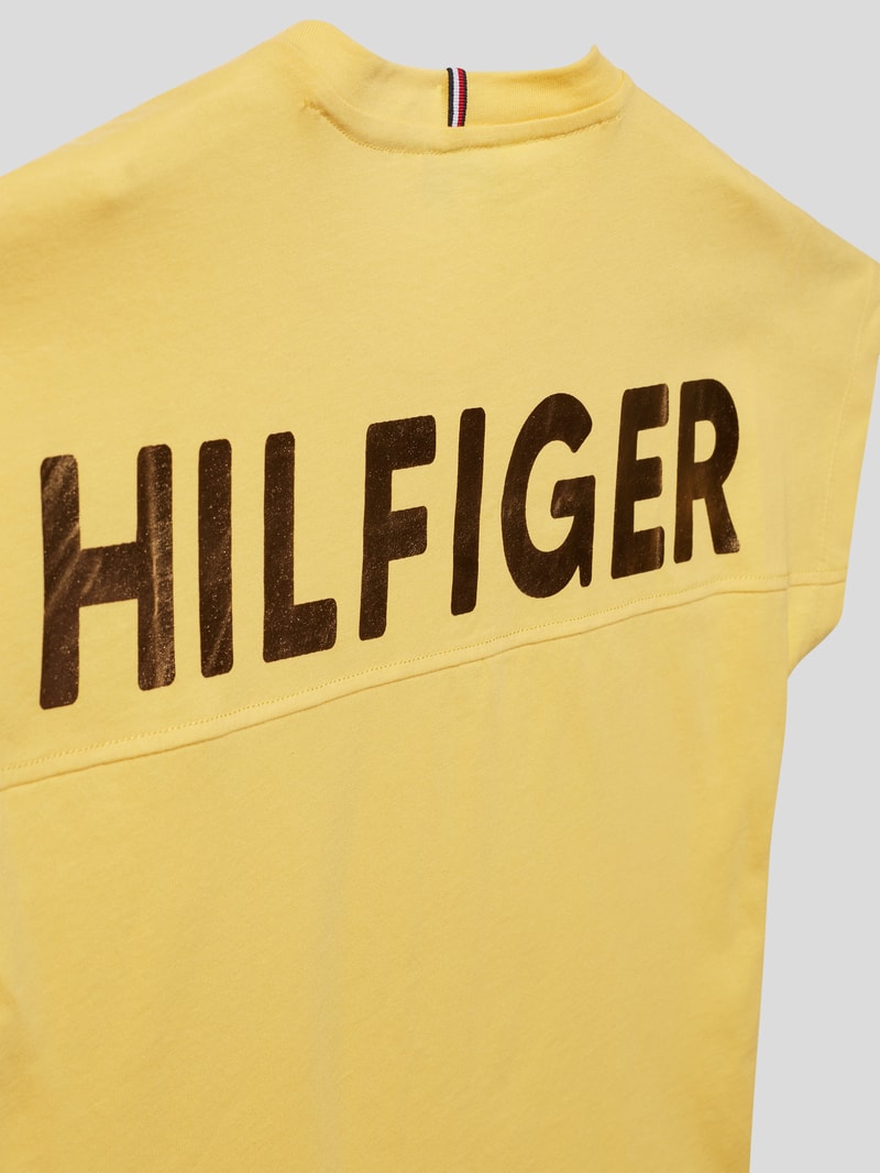 T-Shirt mit Brand-Schriftzügen in gelb