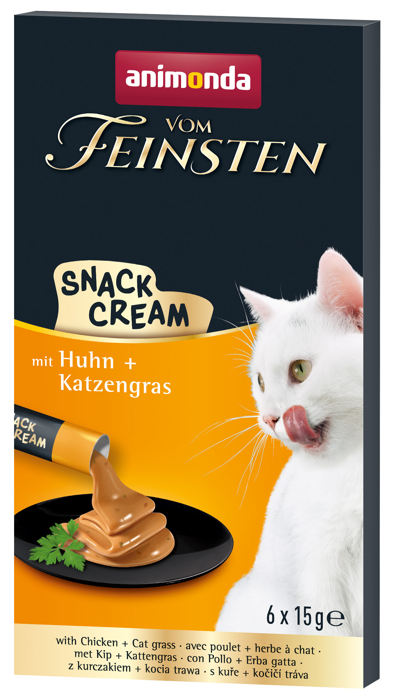 Animonda Snacks Animonda Vom Feinsten Adult Snack-Cream 11x6x15 g Huhn & Katzengras
