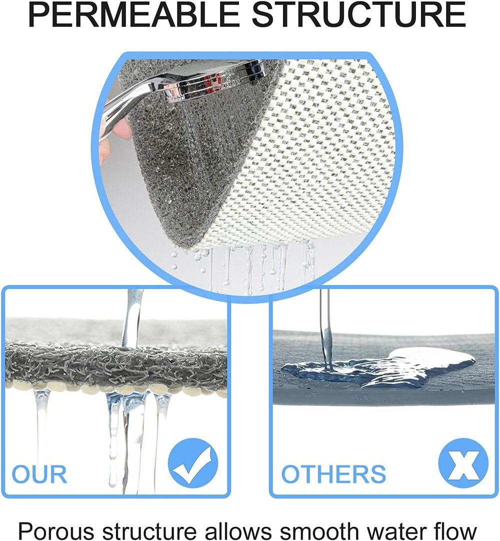 Badematte Duschmatte rutschfeste Luffa-Duschmatte Deliana.home, PVC, Geeignet für Innen Dusche rutschfeste Bad Matte