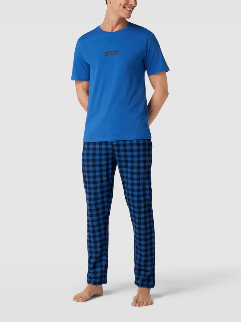 Pyjama-Hose mit Allover-Muster in blau