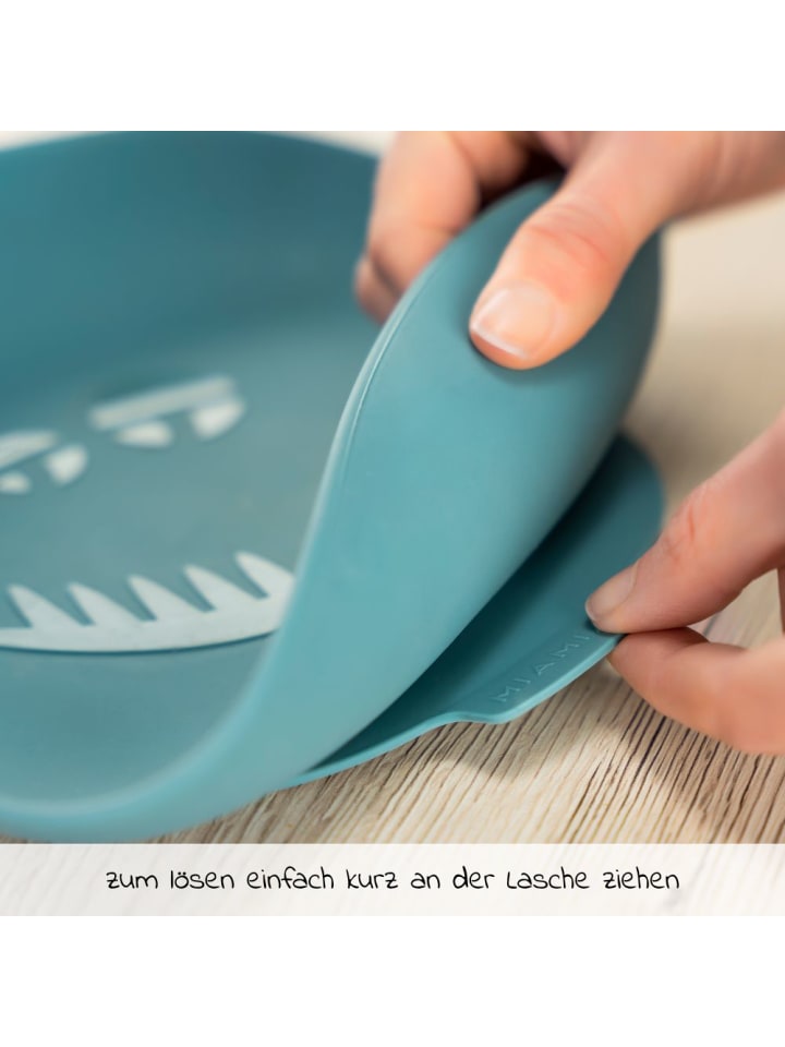 MiaMia Silikon-Teller mit Saugnapf - Monster - Petrol in blau günstig kaufen onesize