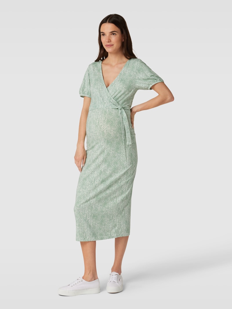 Umstands-Midikleid mit Allover-Muster Modell 'Fake' in mint