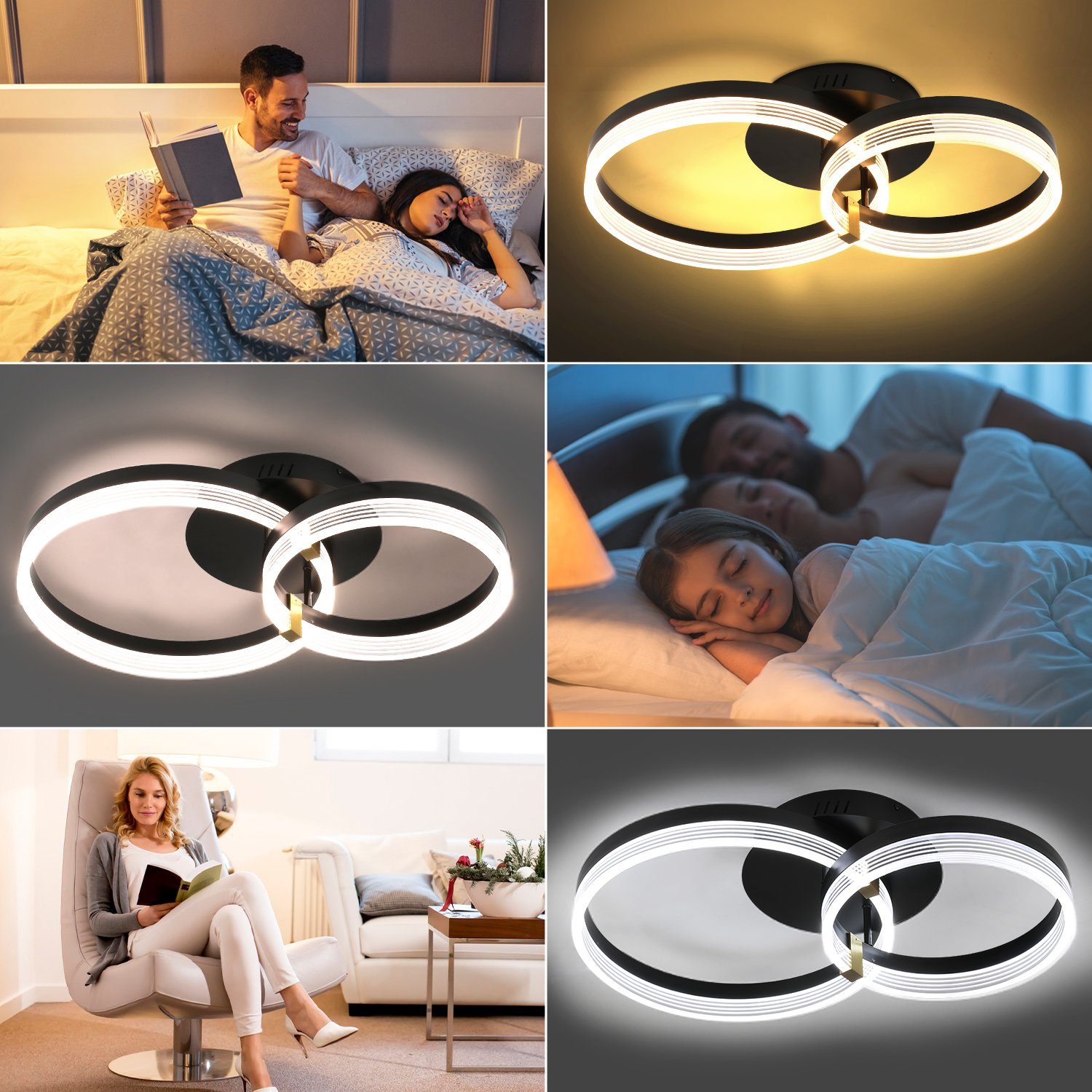 iscooter Deckenleuchte LED Deckenleuchte Dimmbar 3000K - 6500K, 42W Moderne LED Deckenleuchte, LED fest integriert, Warmweiß, Neutralweiß, Kaltweiß, für Schlafzimmer, Küchen, Flure, Haustüren, Kinderzimmer, φ30+40+50cm