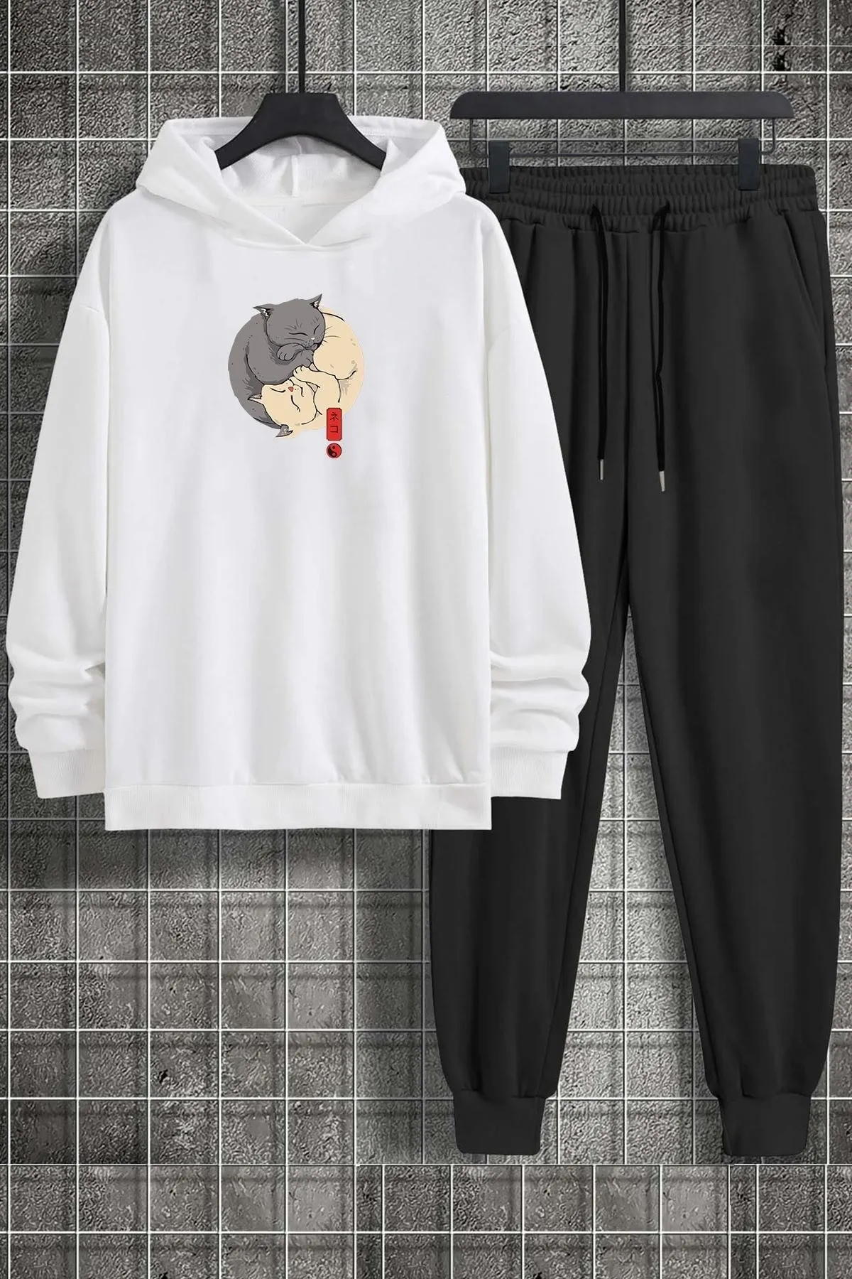 uyguntarz  Unisex-Trainingsanzug-Set mit Shinobi-Katze-Aufdruck