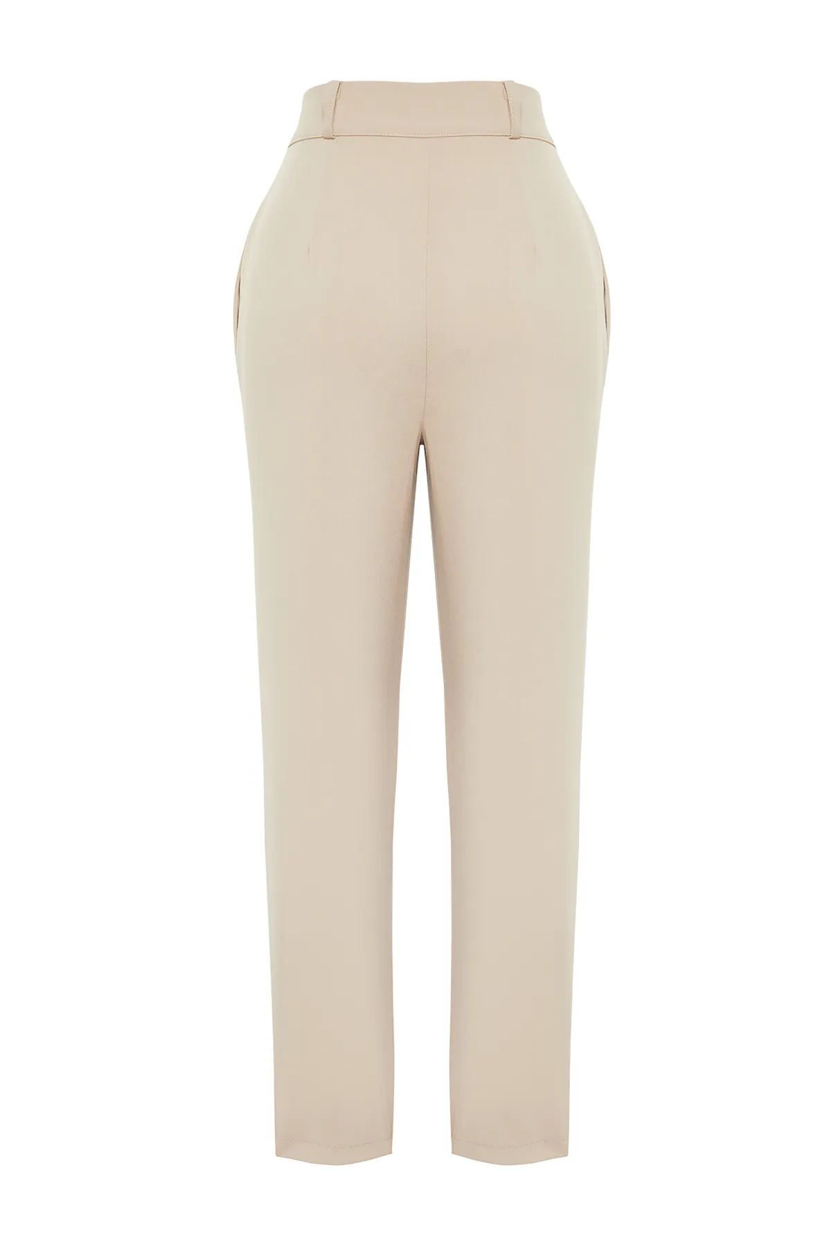 Trendyol Collection  Hellbraune Karottenhose aus Polyviscon-Gewebe mit hoher Taille TWOSS22PL0280