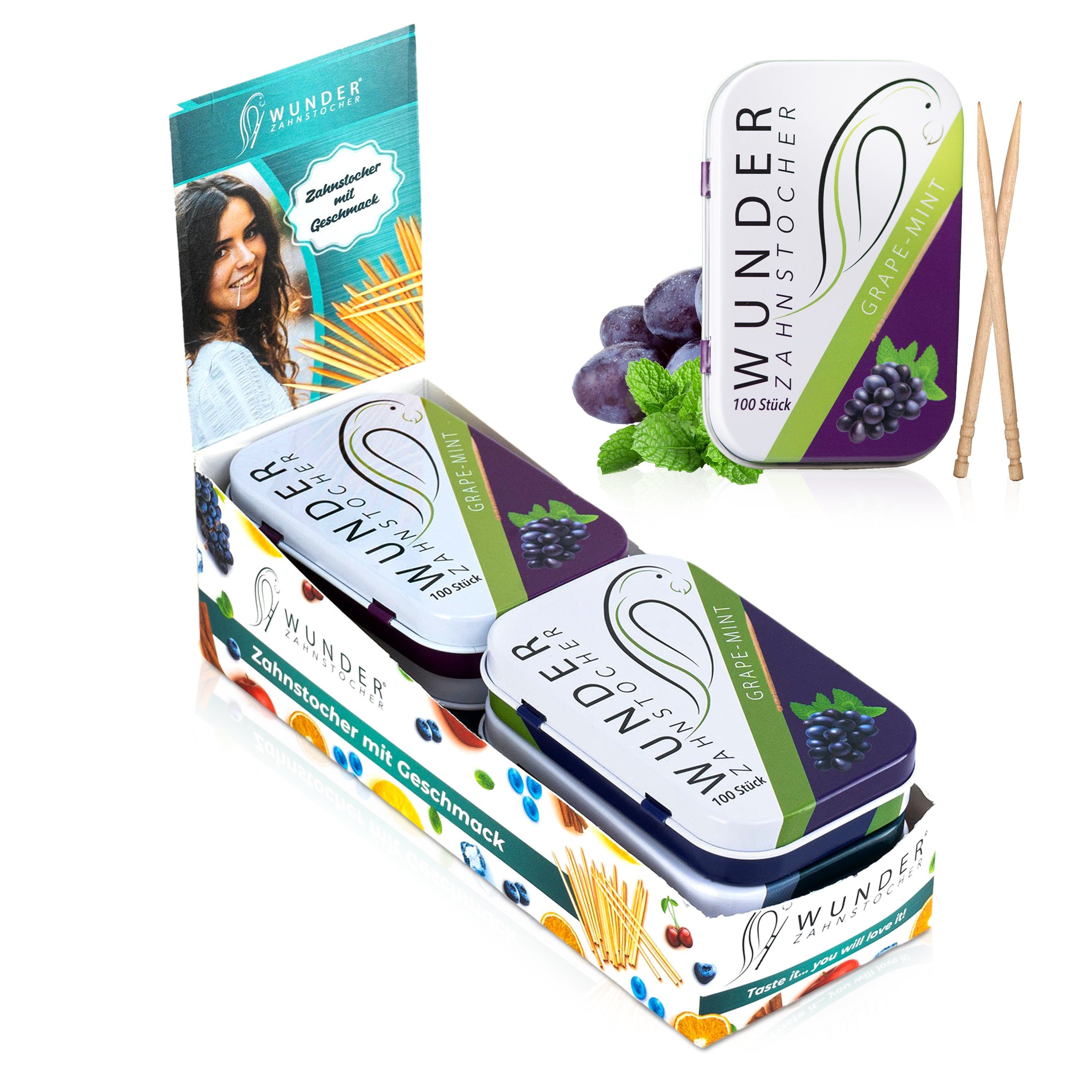 Wunder Zahnstocher Mundpflegecenter Wunder Zahnstocher Display 6er Pack Traube Minze DS