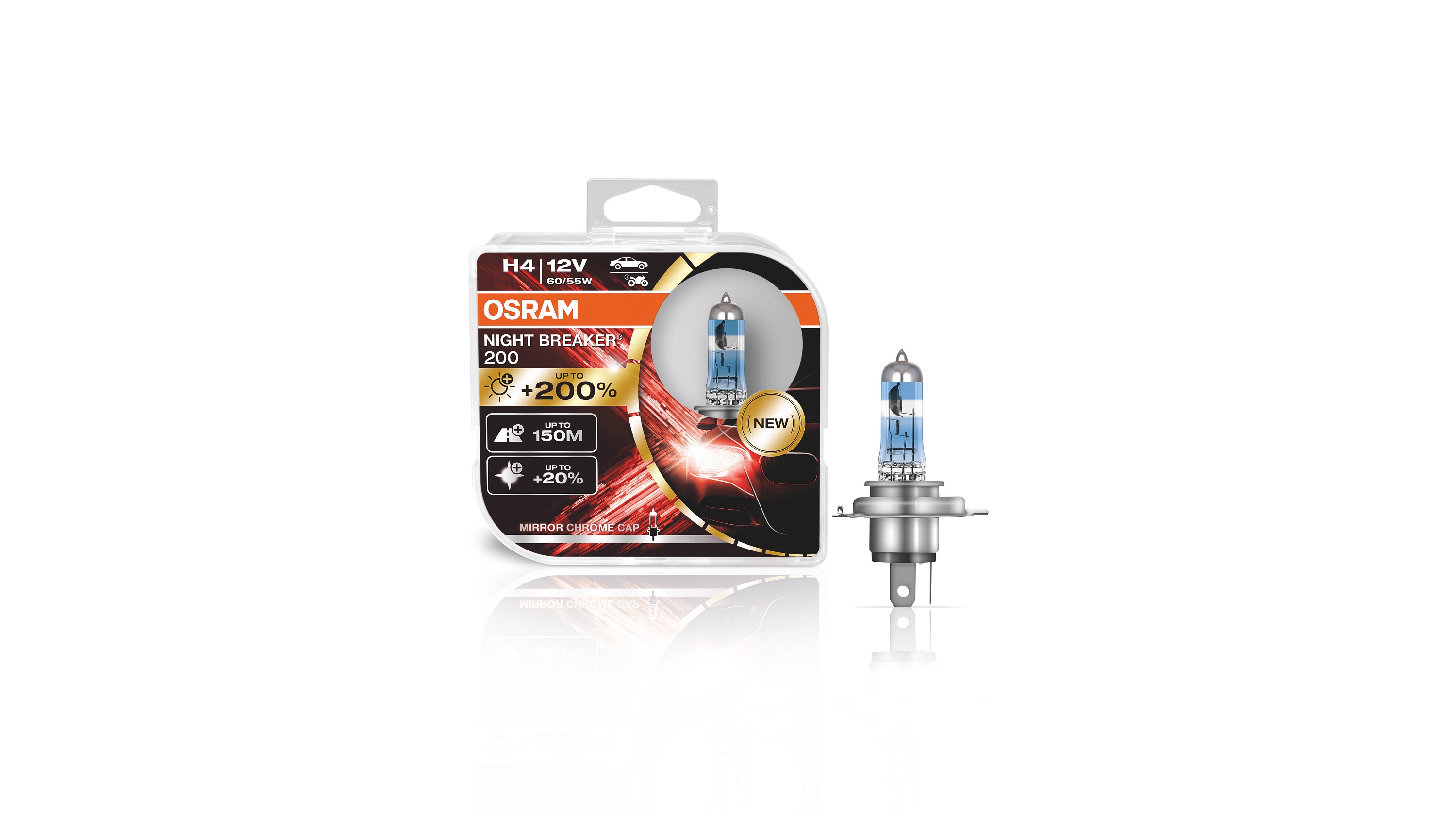 OSRAM Night Breaker® 200 H4 12 V 55/60-W-Glühlampen, 2 Stück - ATU