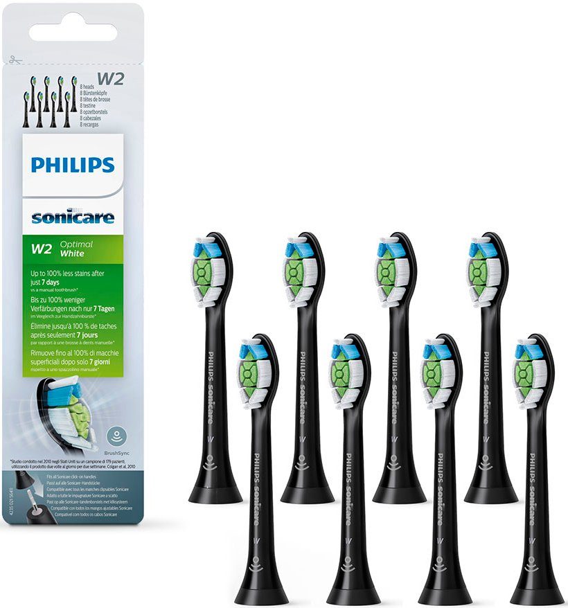 Philips Sonicare Aufsteckbürsten W2 Optimal White HX6068/13, mit der Bürstenkopferkennung, innovativer Sonicare-Schalltechnologie