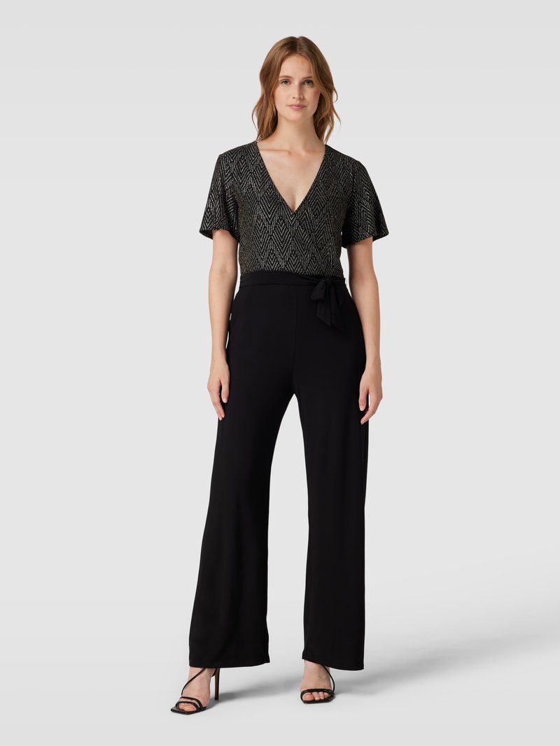 Jumpsuit mit V-Ausschnitt in silber