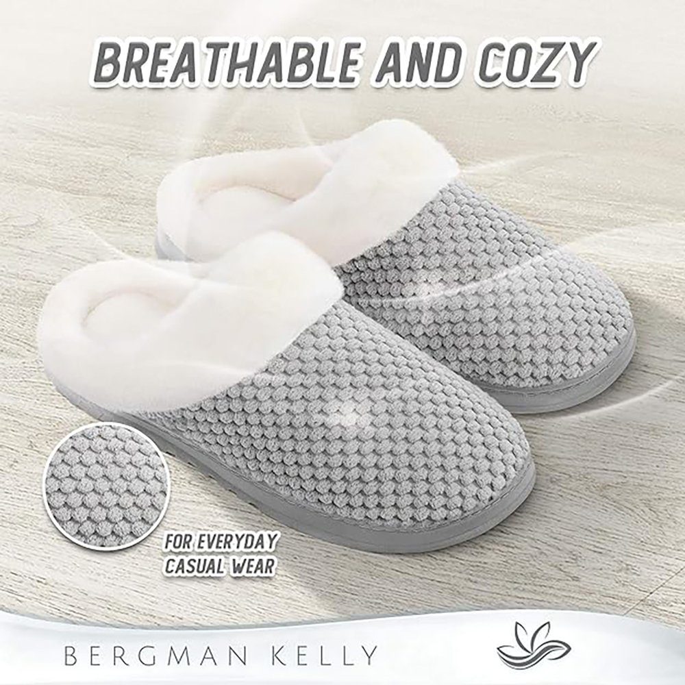 Deliana.home Hochelastischer Schwamm, hausschuhe damen Plüsch Hausschuhe Warme Winterpantoffeln, rutschfeste Hausschuhe aus Memory Foam Plüsch