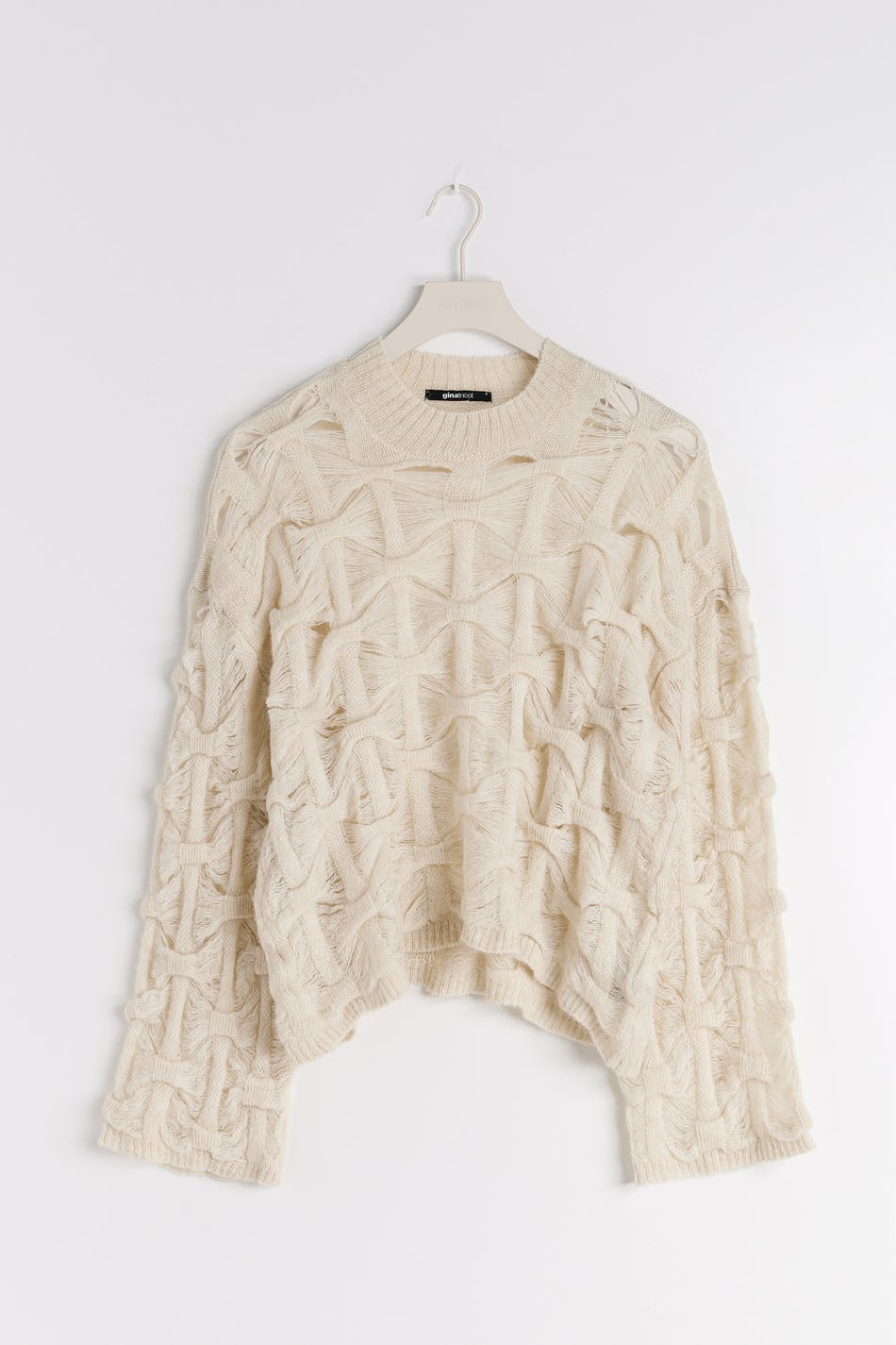 Open work knitted sweater