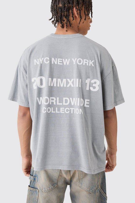 Kastiges Oversize T-Shirt mit Worldwide-Print