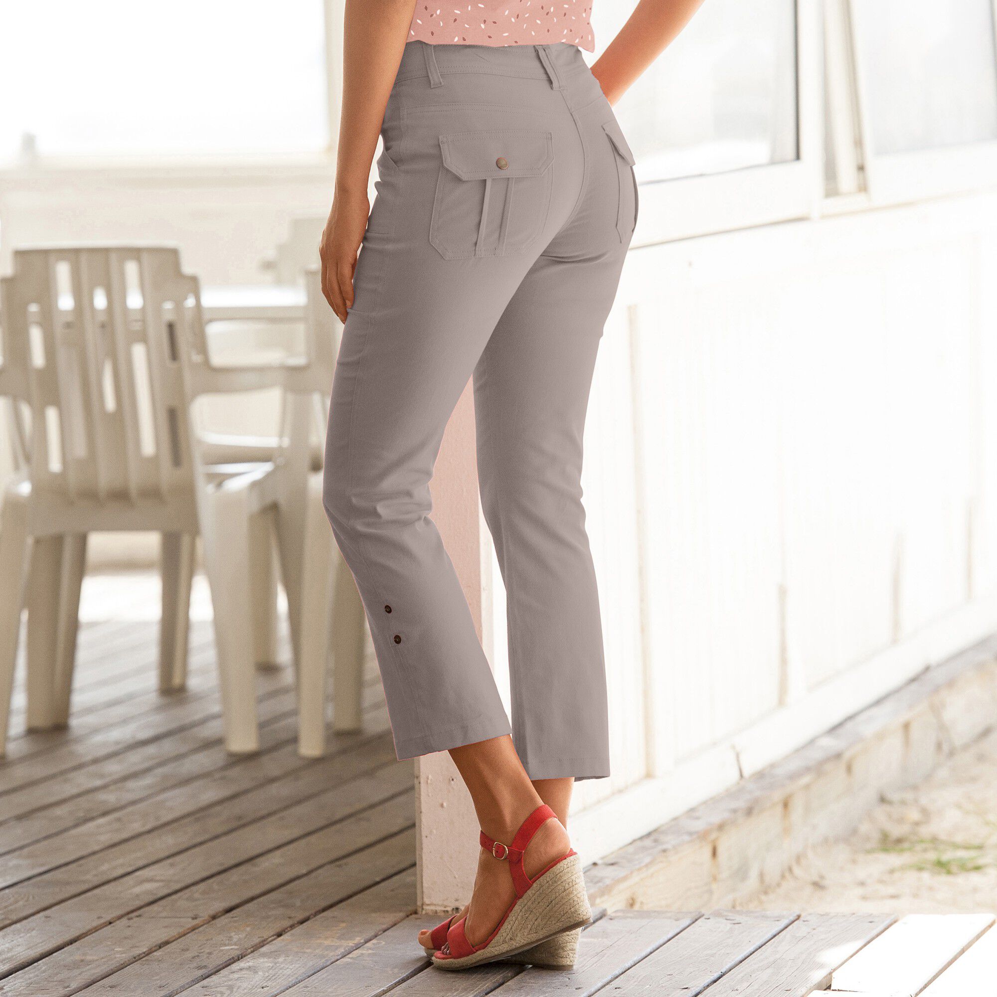 Pantacourt droit retroussable, jean