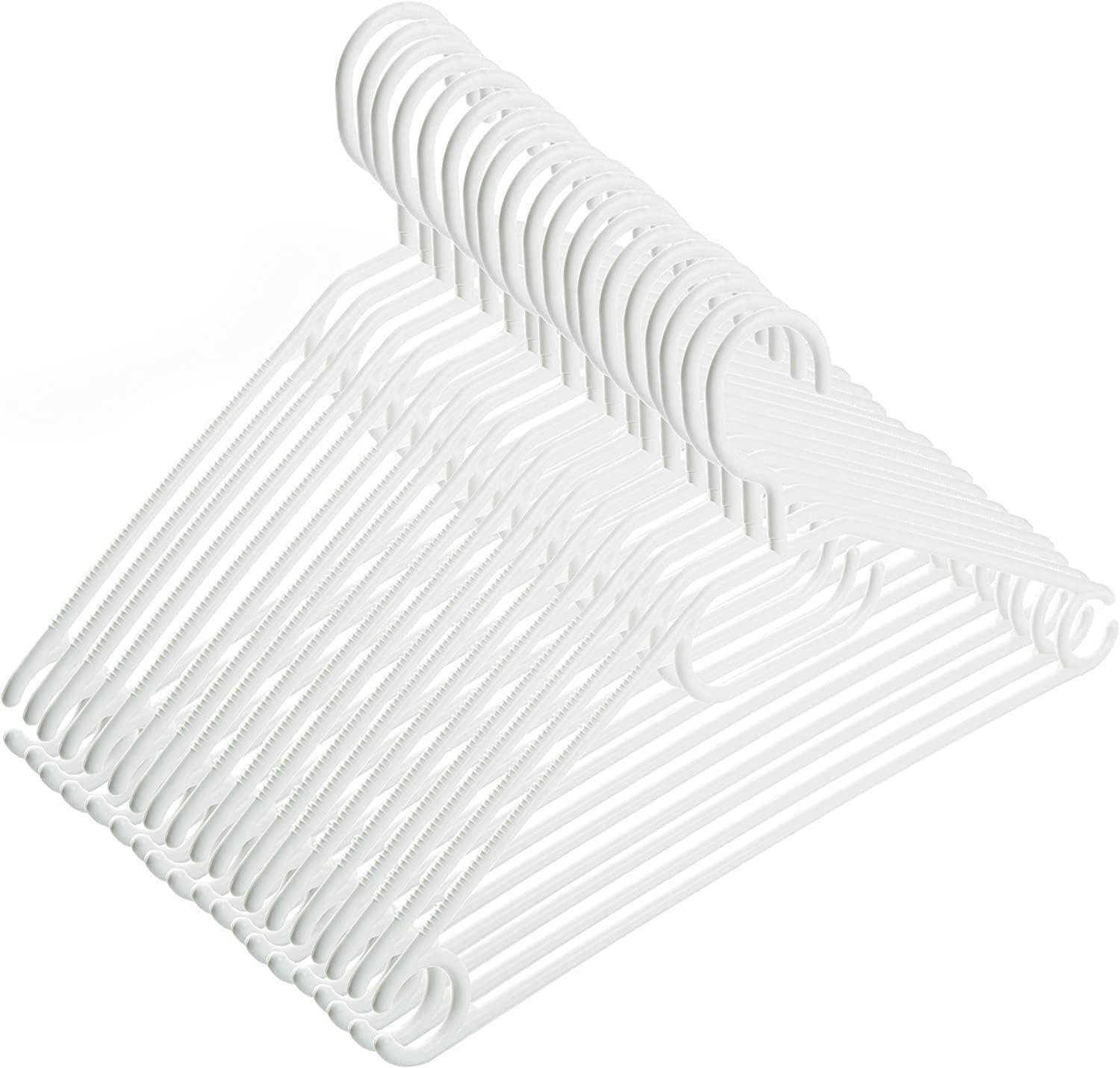 Centi Kleiderbügel 10 Kleiderbügel weiß Kunststoff mit drehbaren Haken, 41 cm, platzsparend Kleiderbügel Plastik weiß