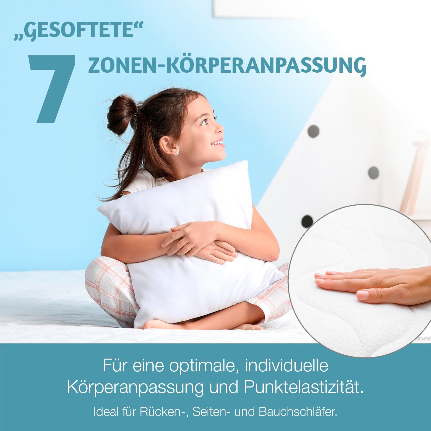 Kaltschaummatratze Kinder- und Jugendmatratze Junior (Softwelle), RAVENSBERGER Matratzen, 19 cm hoch, Härtegrad H1/H2 (RG 30) 80x200 cm mit PES Bezug