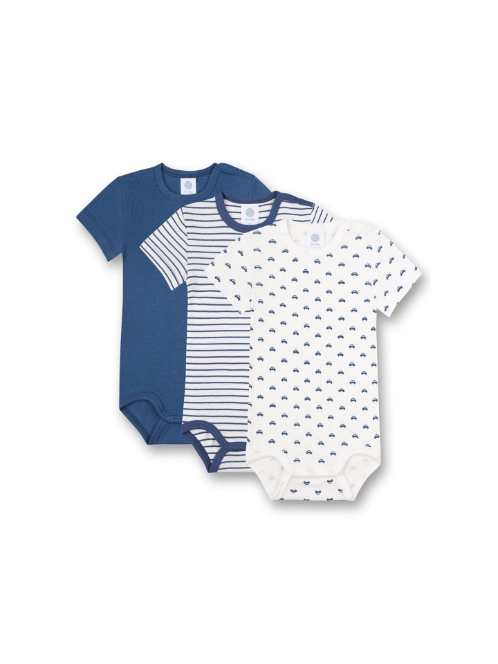 Sanetta Strampler 3er Pack in Weiß/Blau günstig kaufen